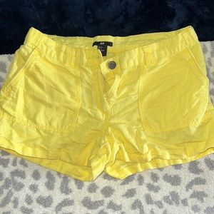 H&M yellow linen shorts
